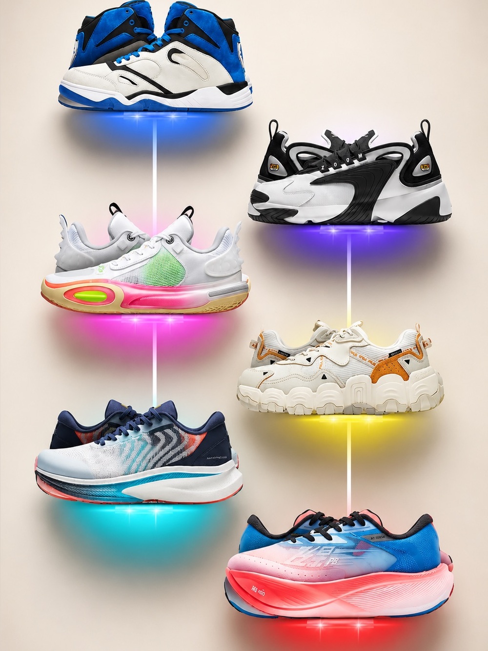 Clear Acrylic LED Floating Shoe Wall Rack Display Shelves 6 Pack NWOT